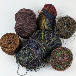 Dark Rainbow Fiber Lot Bundle Specialty Yarn Thread Craft Knit Crochet Embroider